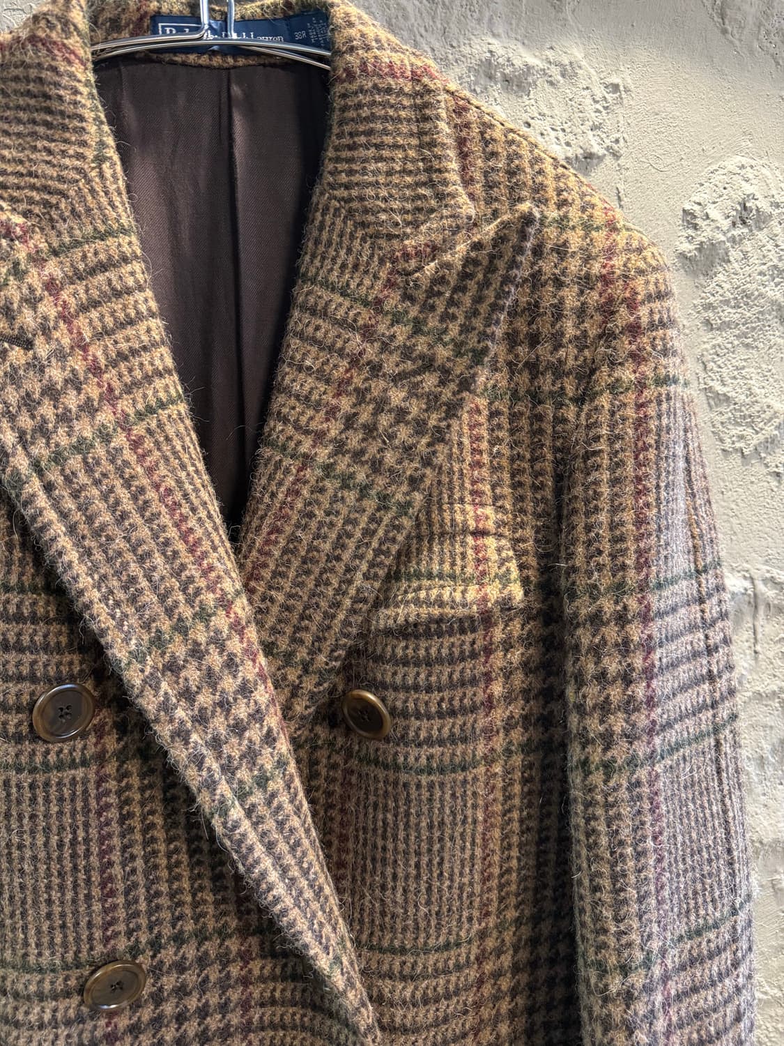 38R 폴로 랄프로렌 더블 브레스티드 트위드 코트 브라운 체크 상품이미지4