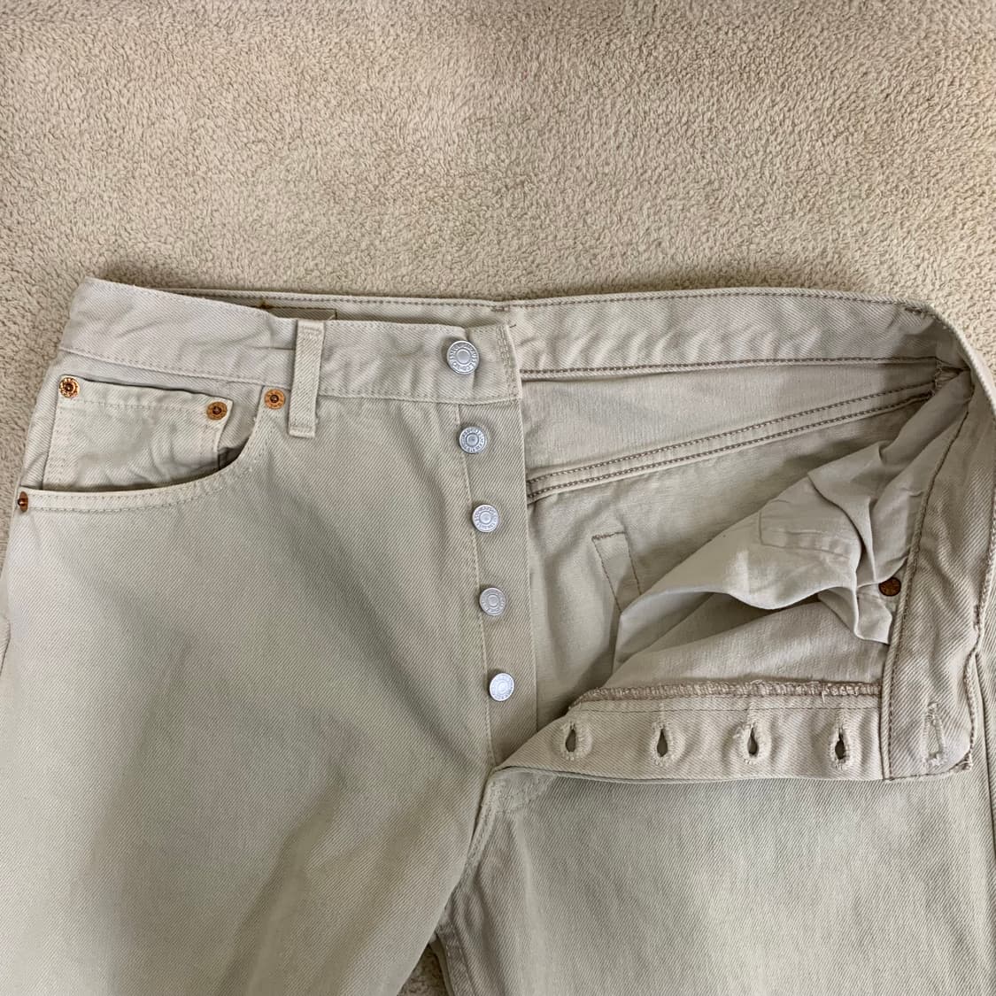 90s 빈티지 리바이스 501 데님팬츠(31사이즈) 베이지크림진 상품이미지5