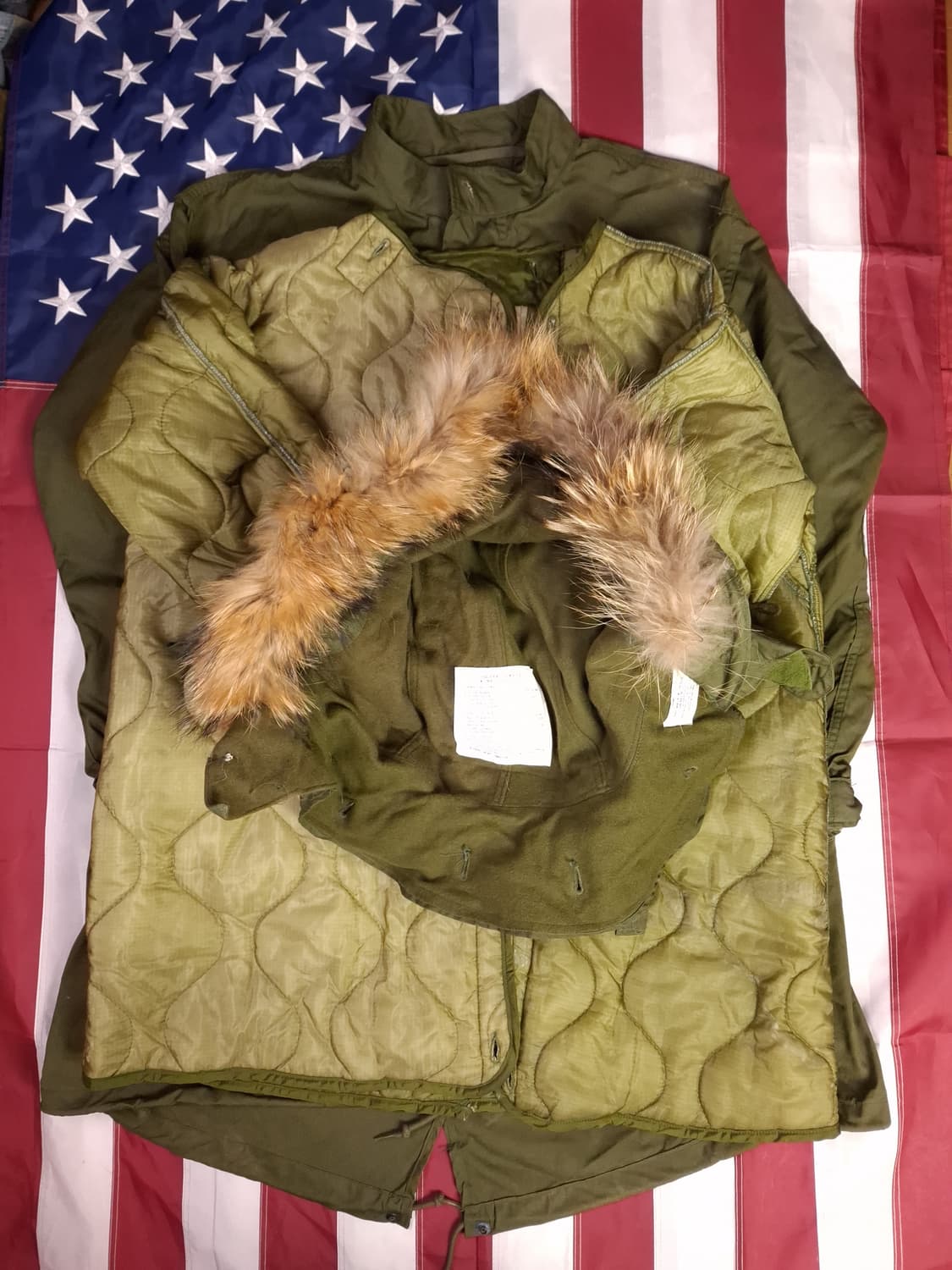 완전 새제품 오리지날 미군 M-65피쉬테일 개파카 스몰 풀셋트 상품이미지1