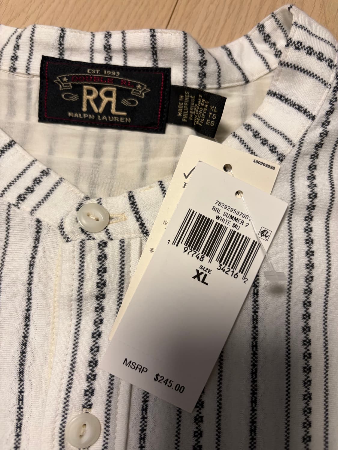 [새제품, XL] rrl 헨리넥 스트라이프 팝오버 셔츠 상품이미지2