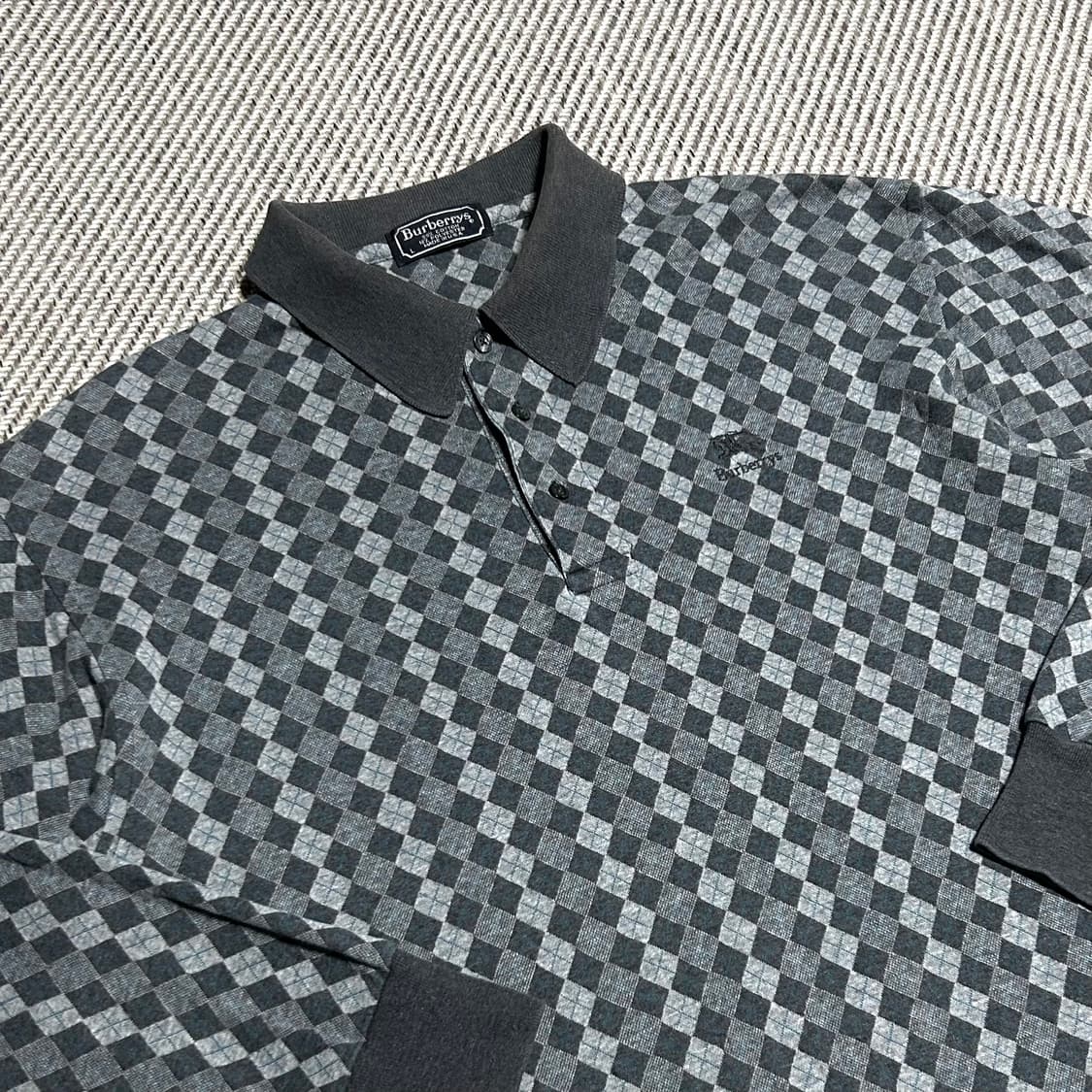 [L] Burberry 버버리 90s 정품 아가일패턴 긴팔 카라티 상품이미지2