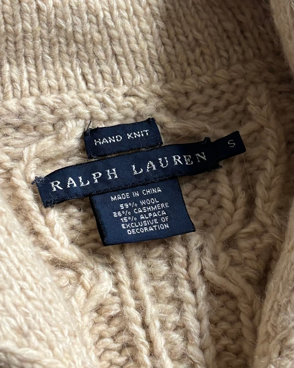 Polo 랄프로렌 울 캐시미어 아이보리 컬러 엘보우패치 더플버튼 케이블  상품이미지6