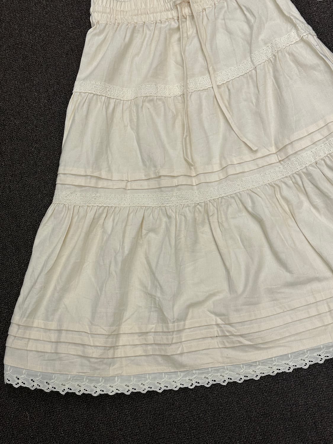 L)Japanese vintage 아이보리 레이스 디테일 롱 스커트 상품이미지4