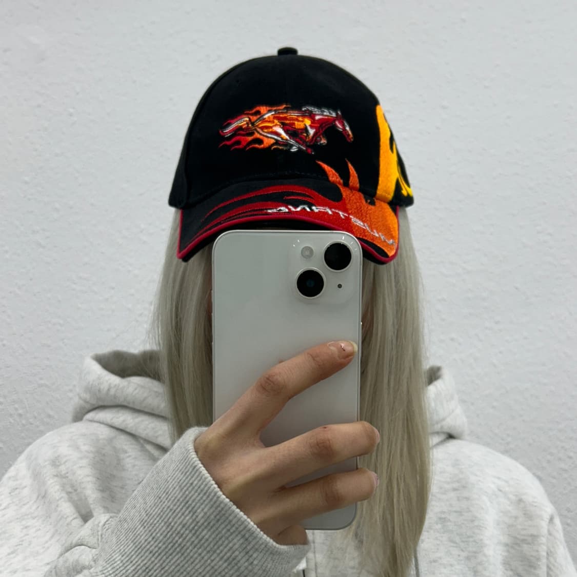 90's 포드 머스탱 파이어자수 블랙 볼캡 상품이미지1