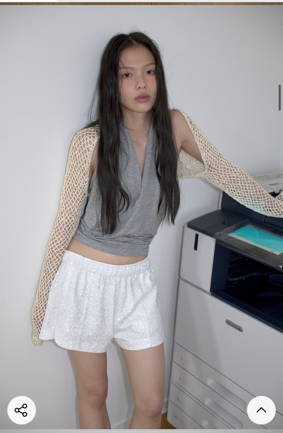 오버듀플레어 드레이프 홀터 나시 탑(그레이) 상품이미지2