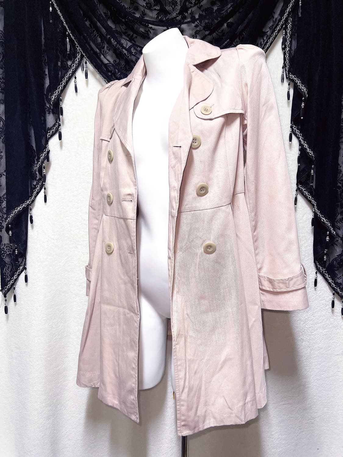 어스뮤직 로맨틱갸루 로걀 히메 핑크 트렌치코트 자켓 모리 라떼 핀터 상품이미지7