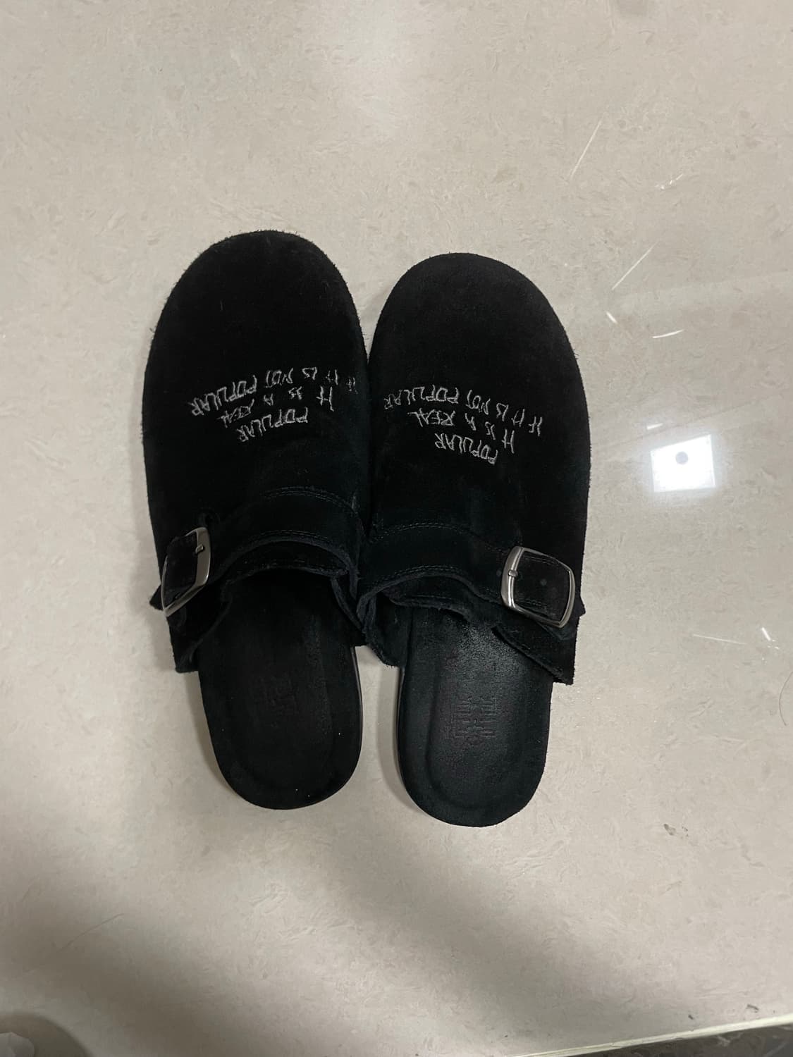 1) 폴리테루 1011 레터링 뮬 블랙 상품이미지2