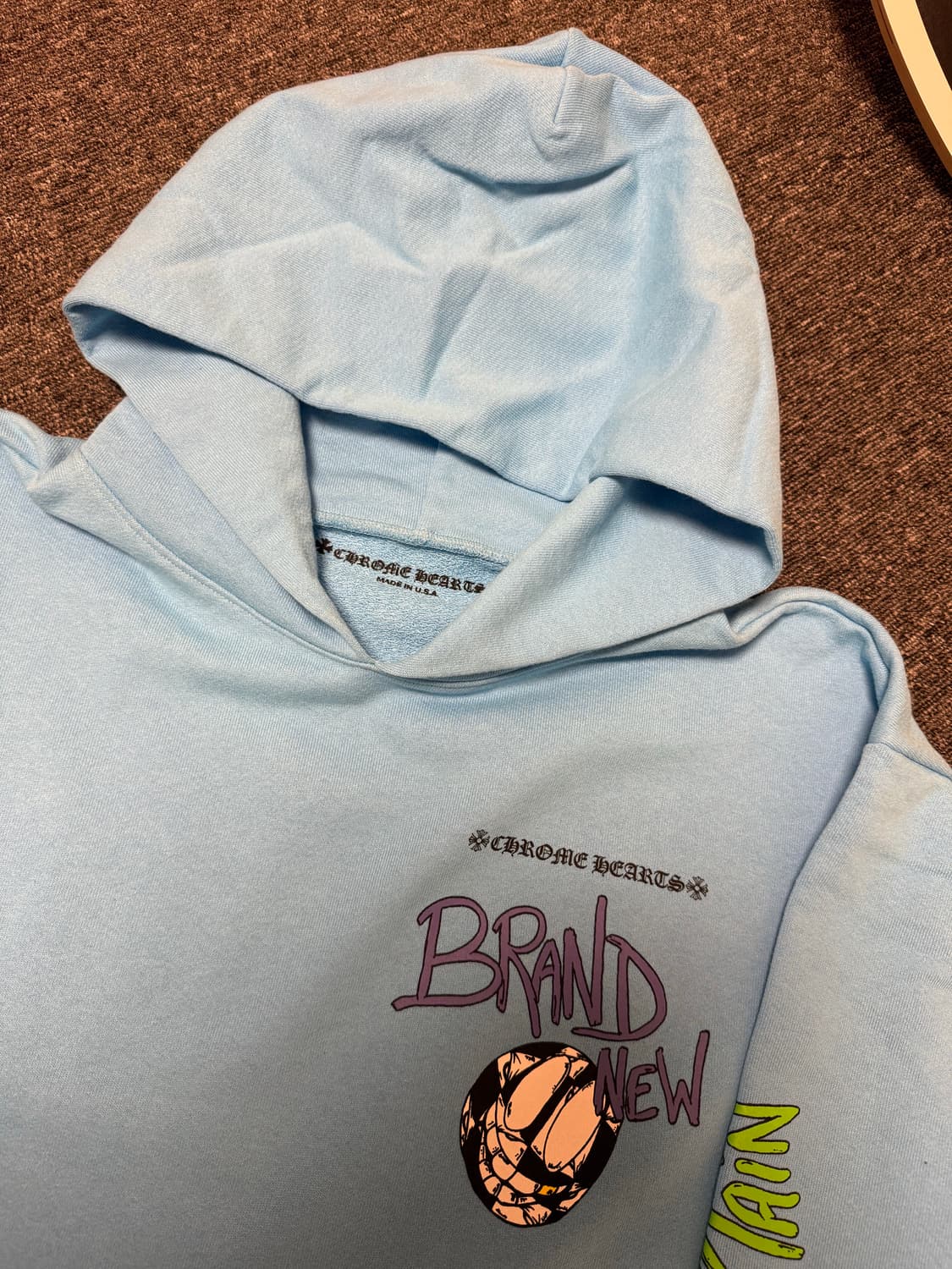[XXL] 크롬하츠 X 매티보이 24SS 브레인 뉴 후드 티셔츠 블루 상품이미지6