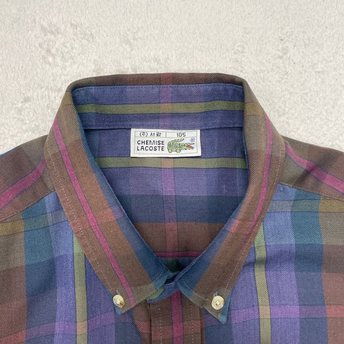 LACOSTE 포켓 깅엄 체크셔츠 105 상품이미지6