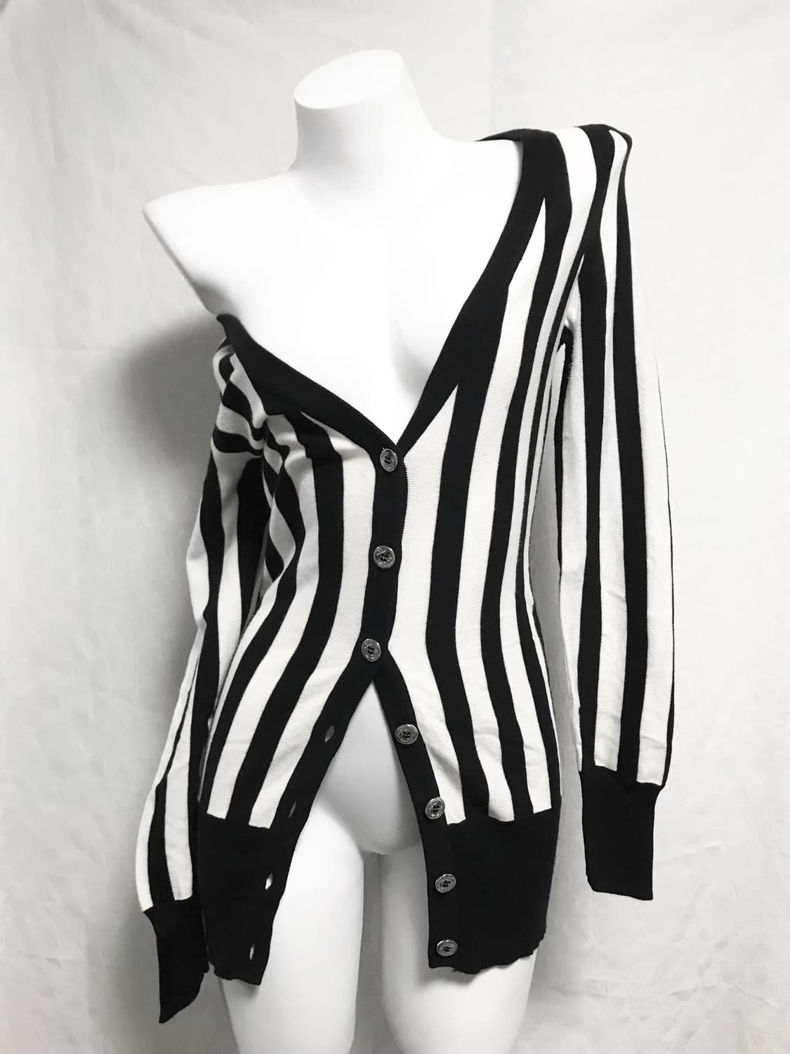 빈티지 cecil mcbee 세실맥비 오네갸루 스트라이프 딱붙 가디건 탑 상품이미지3