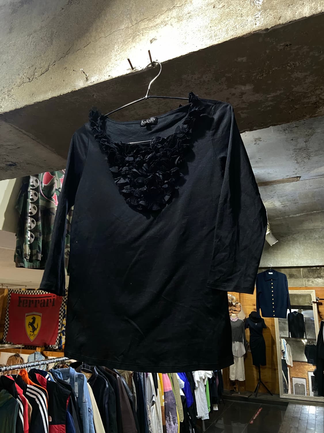 90s LANVIN 랑방 플라워 패턴 포인트 라운드 상품이미지2