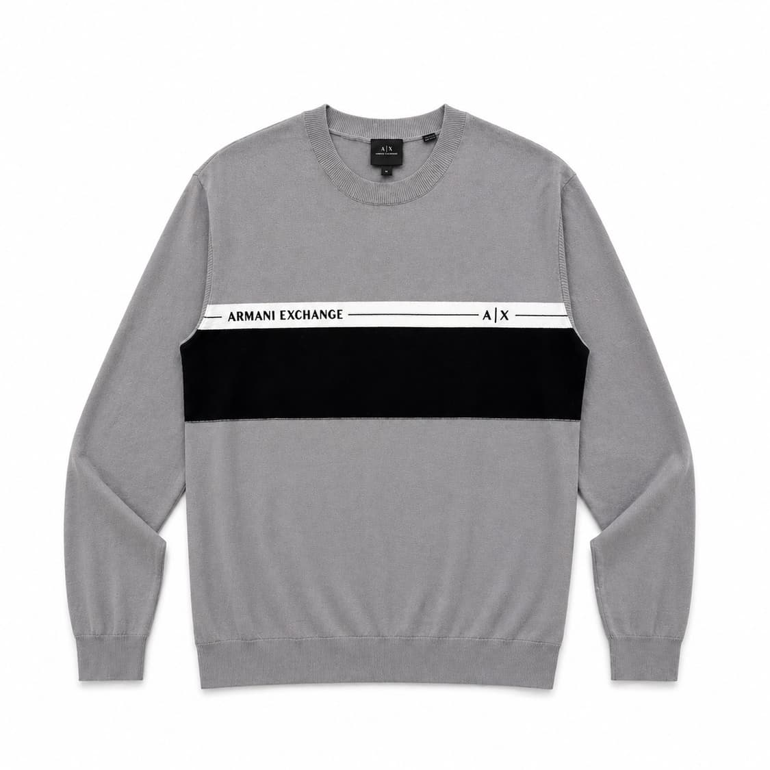 아르마니 익스체인지 로고 배색 니트 그레이 XL 상품이미지1