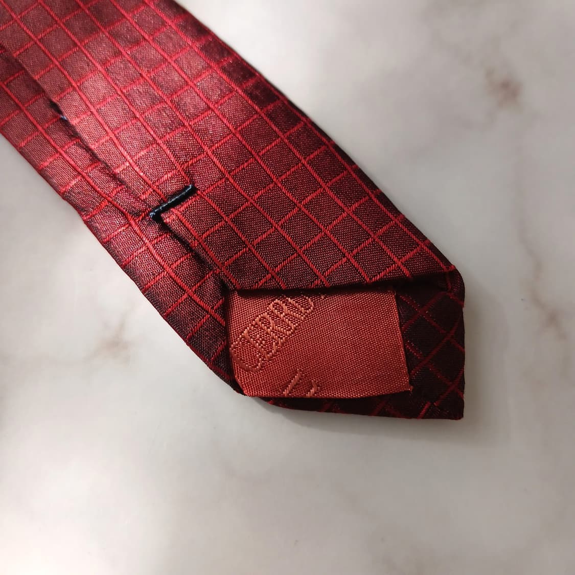 세루티 1881 실크 버건디 체크 넥타이 10.1cm A등급 A18825 상품이미지7