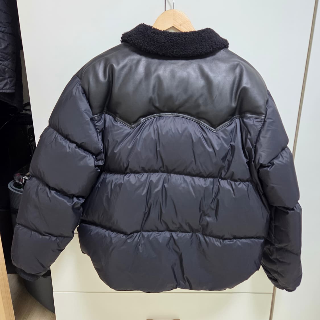 펜필드 락울 패딩 가죽배색 블랙 L사이즈 상품이미지4