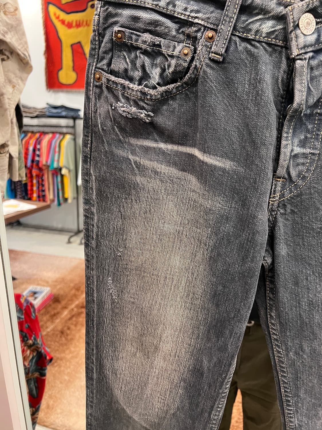 00s Levis 리바이스 501 빈티지 흑청 데님 팬츠 (28-29) 상품이미지7