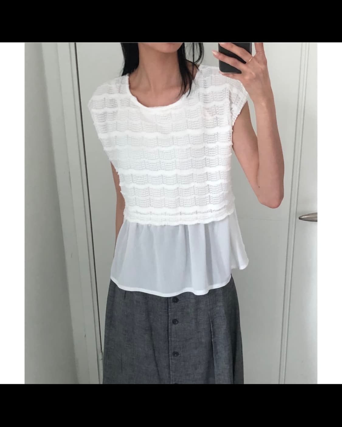 일본빈티지 화이트 슬리브리스 상품이미지1