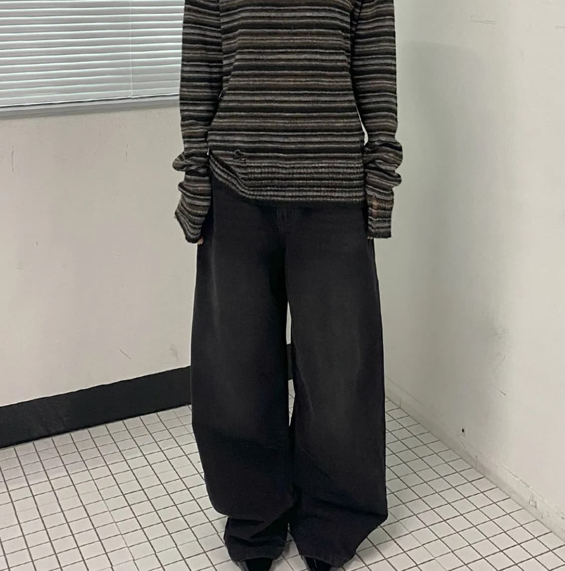 밀로우먼 빈티지 와이드 데님 팬츠 [블랙] 상품이미지3