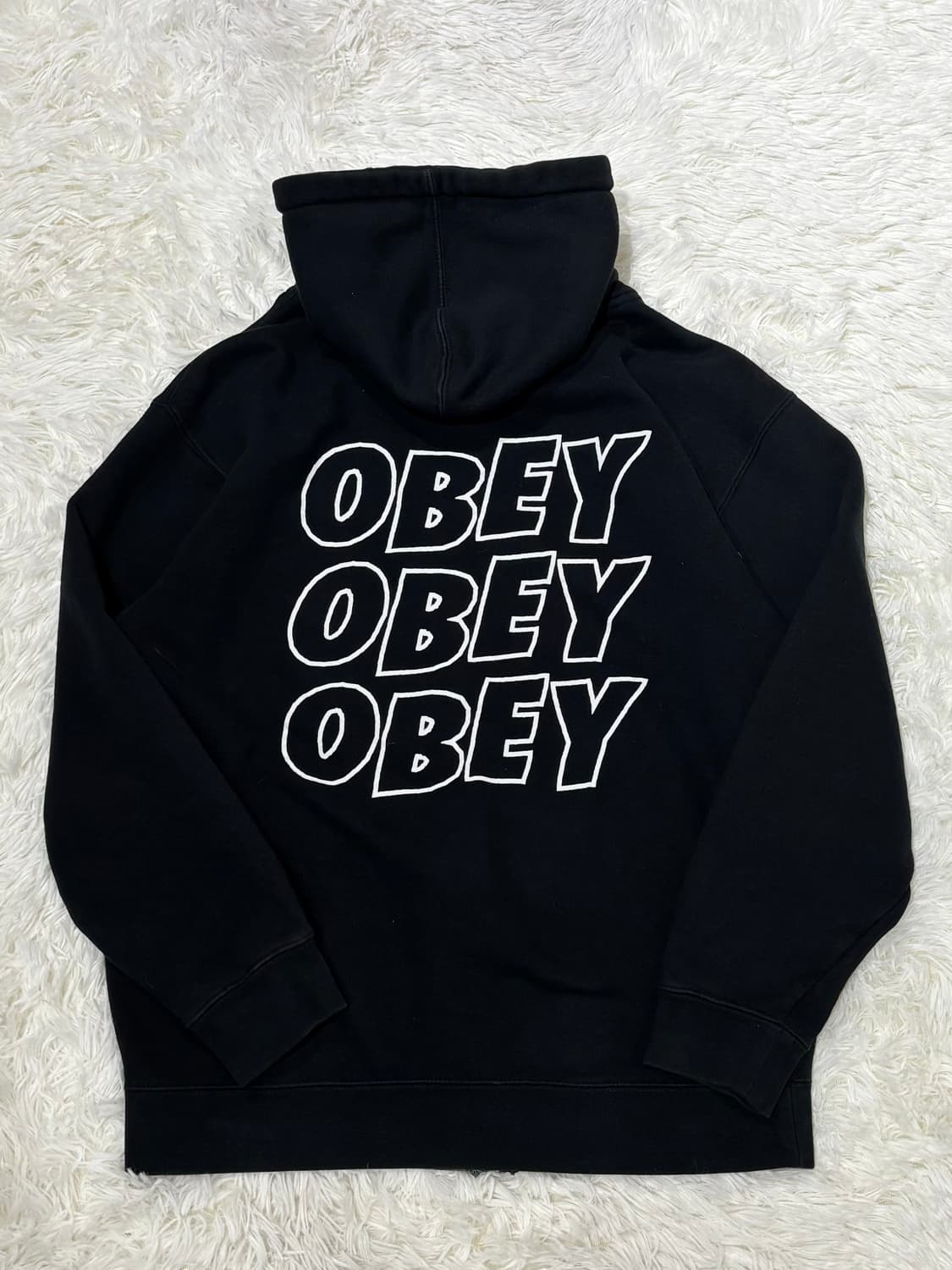 오베이 스펠로고 블랙 후드집업 상품이미지6