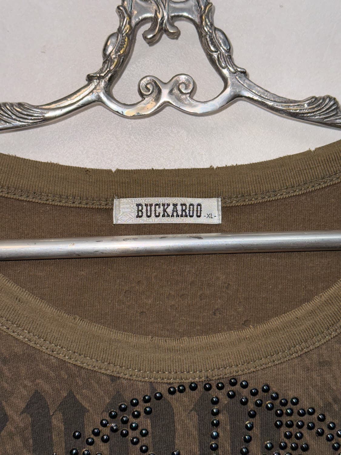 Buckaroo khaki brown lettering skull t 상품이미지4