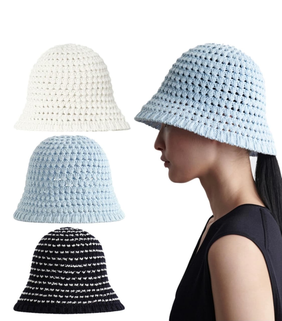 새상품) COS 코스 크로셰 버킷햇 xs/s 상품이미지2