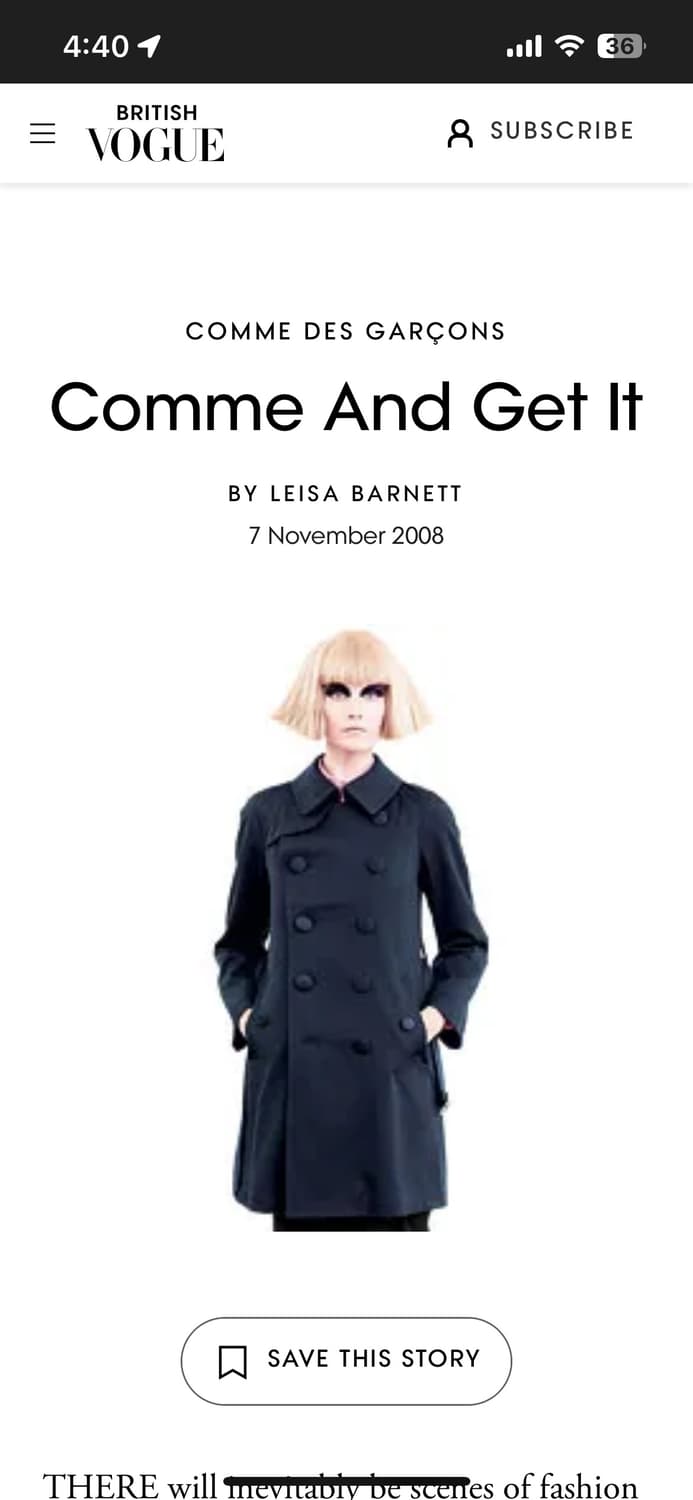 꼼데가르송 x H&M 협업 코트 상품이미지1