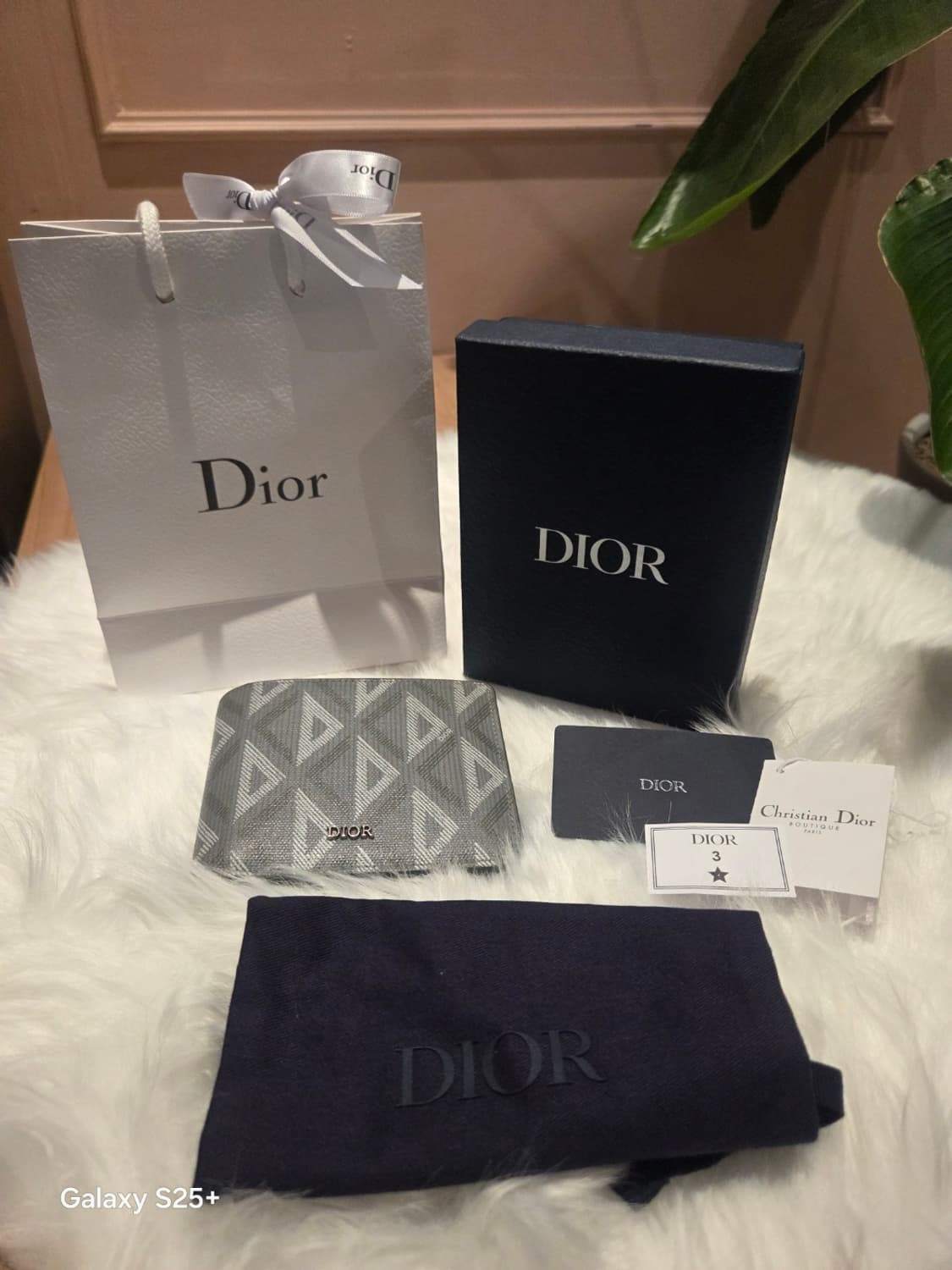 디올 CD 다이아몬드 캔버스 지갑 그레이 상품이미지4