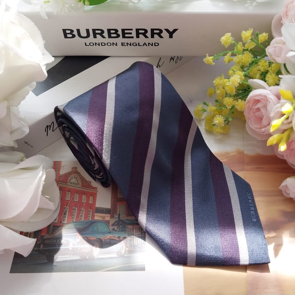버버리 네이비 퍼플 스트라이프 넥타이 8.5cm A+등급 K2398
 상품이미지2