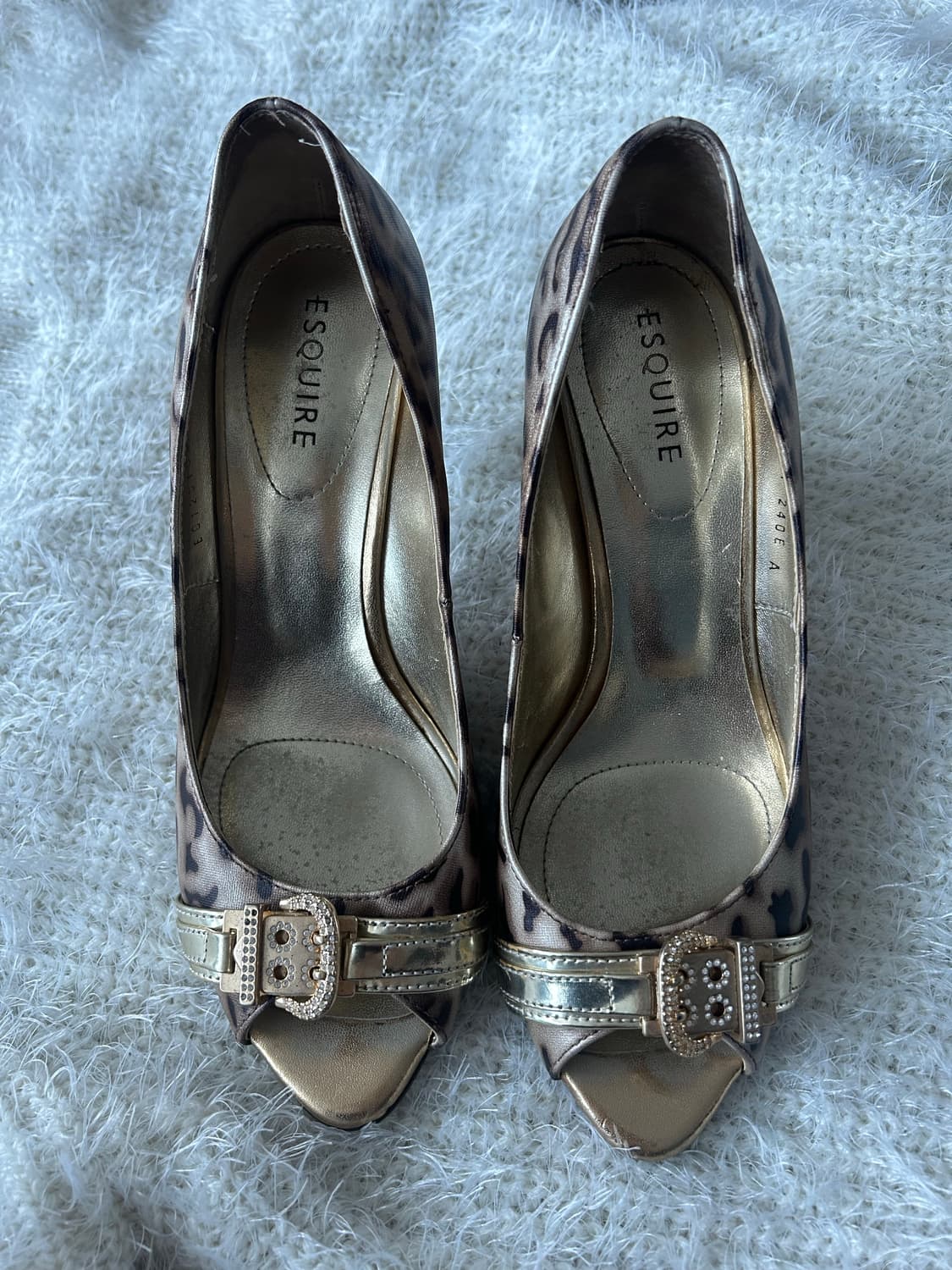 Y2k 갸루 큐빅 호피 힐 상품이미지5