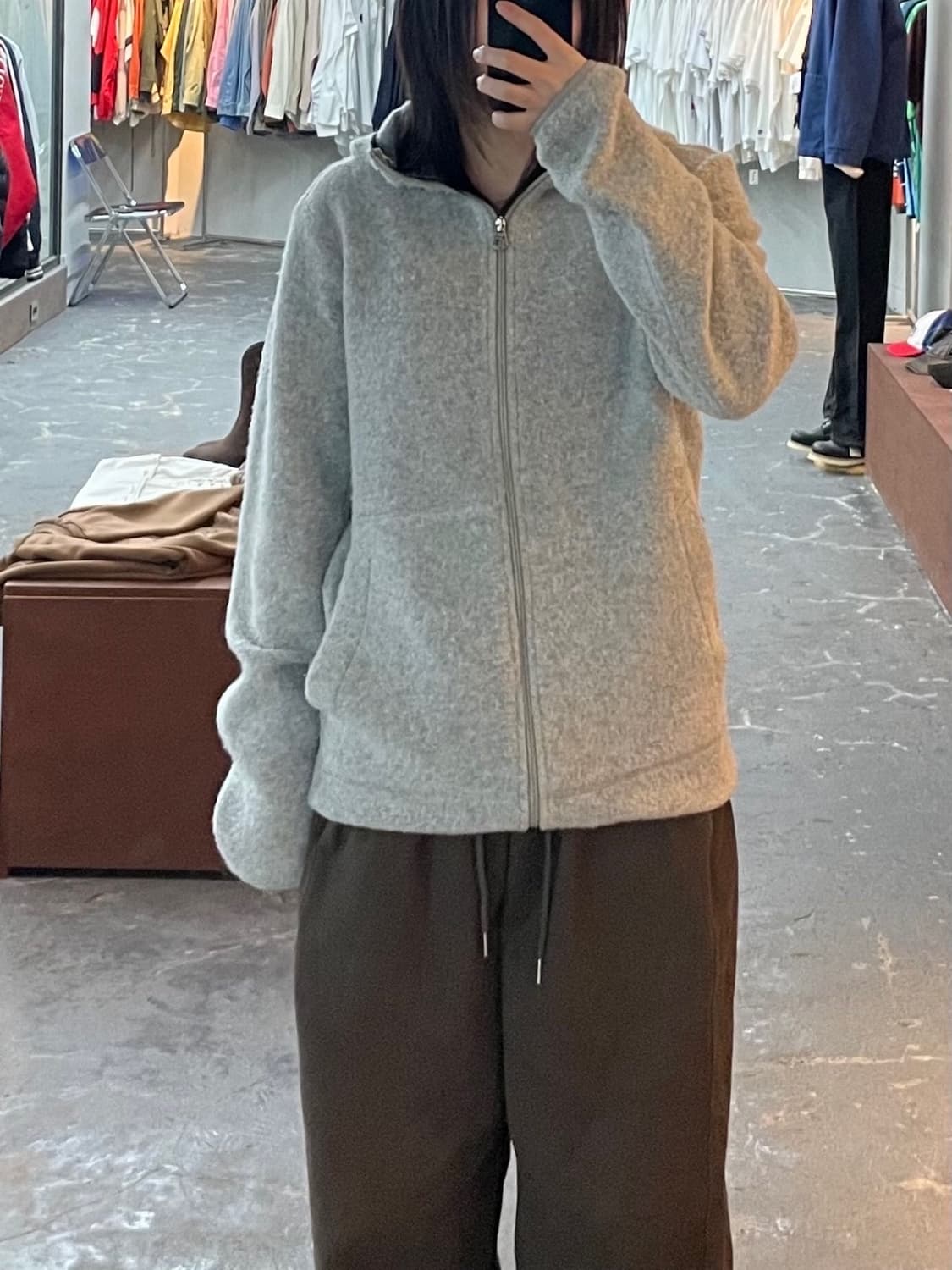 빈티지 그레이 니트 후드집업 H1340 상품이미지1