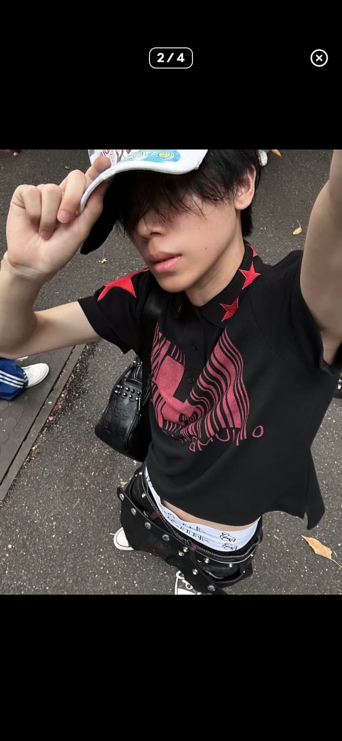 Cross stripe polo 상품이미지2