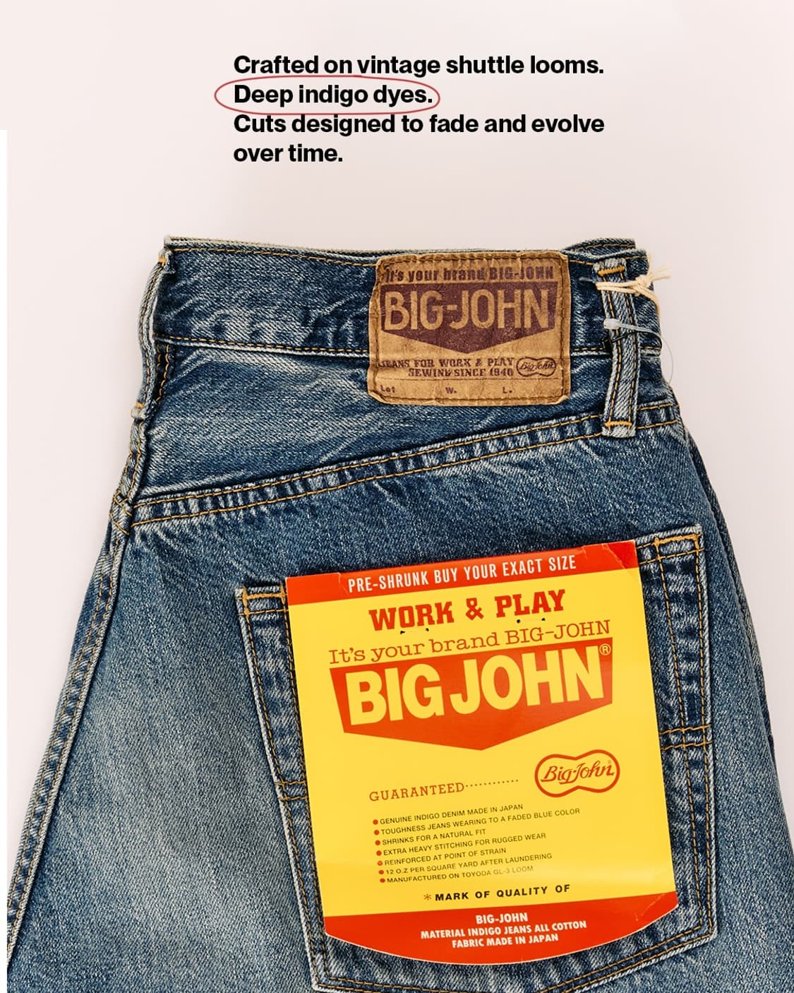 빅존 Big John 60s 빈티지 워시드 데님 33사이즈 새제품 상품이미지4