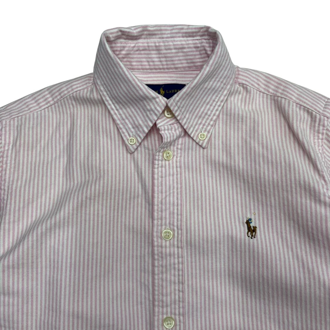 폴로 랄프로렌 옥스포드 딸기우유맛 스트라이프 반팔 셔츠 S 상품이미지4