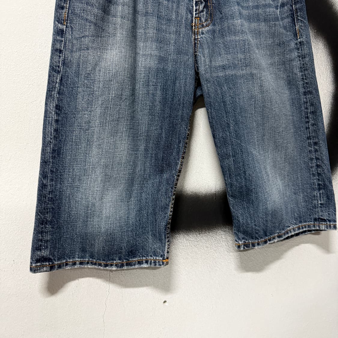 VTG 빈티지 재패니즈 오리엔탈 자수 패치 워싱 와이드 데님 반바지 상품이미지4