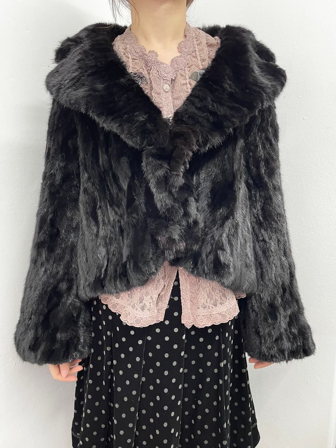 밍크 카라 프릴 퍼자켓 상품이미지2