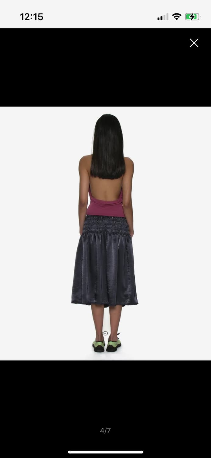 레이스 트림 스모킹 미디 스커트_차콜 상품이미지4