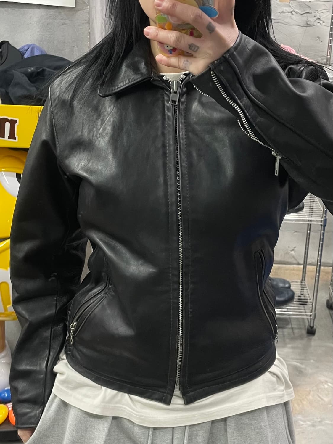 쇼트 카우 레더 라이더 자켓 상품이미지9