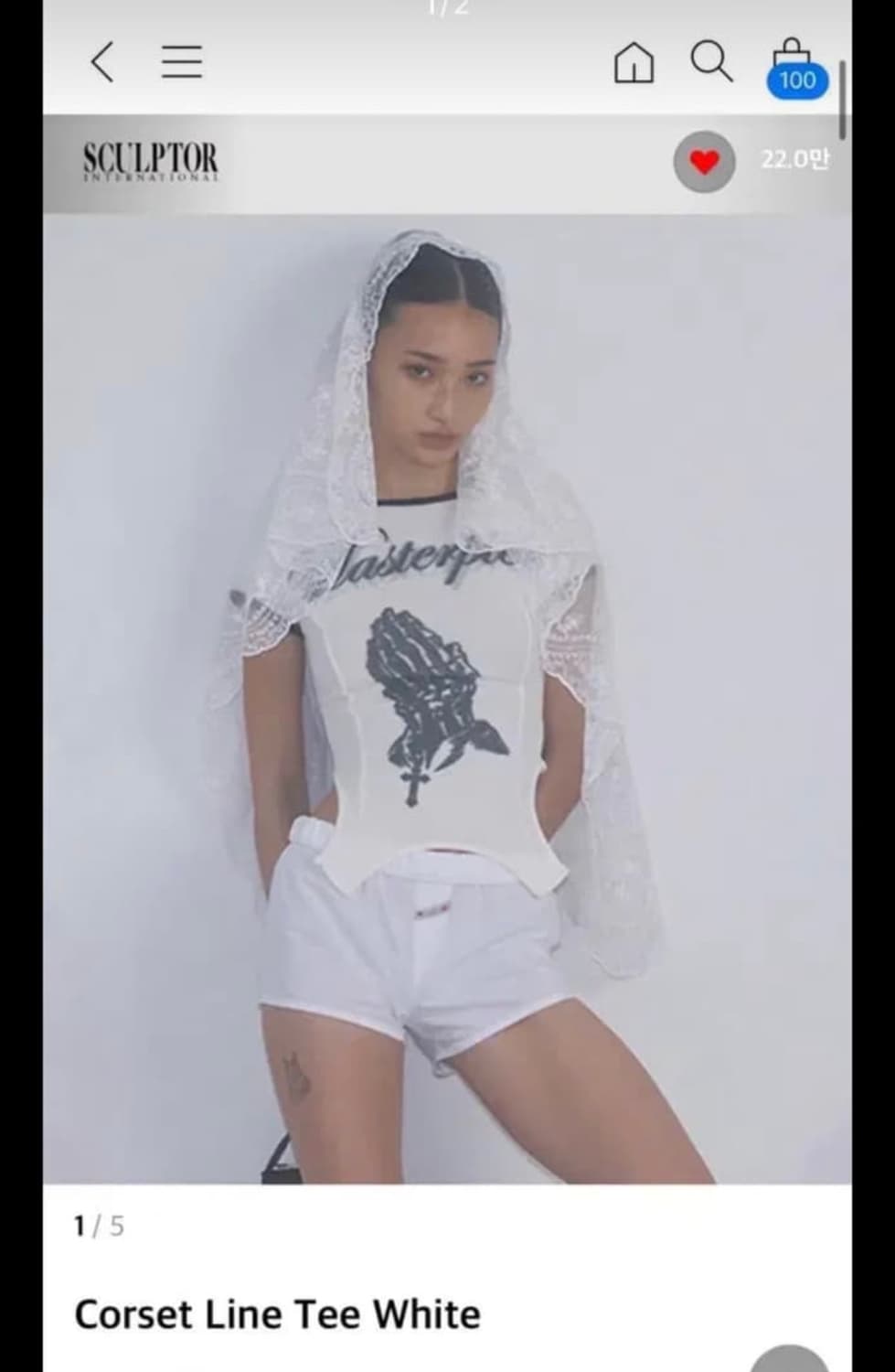 스컬프터 코르셋 라인 티셔츠 M 상품이미지1