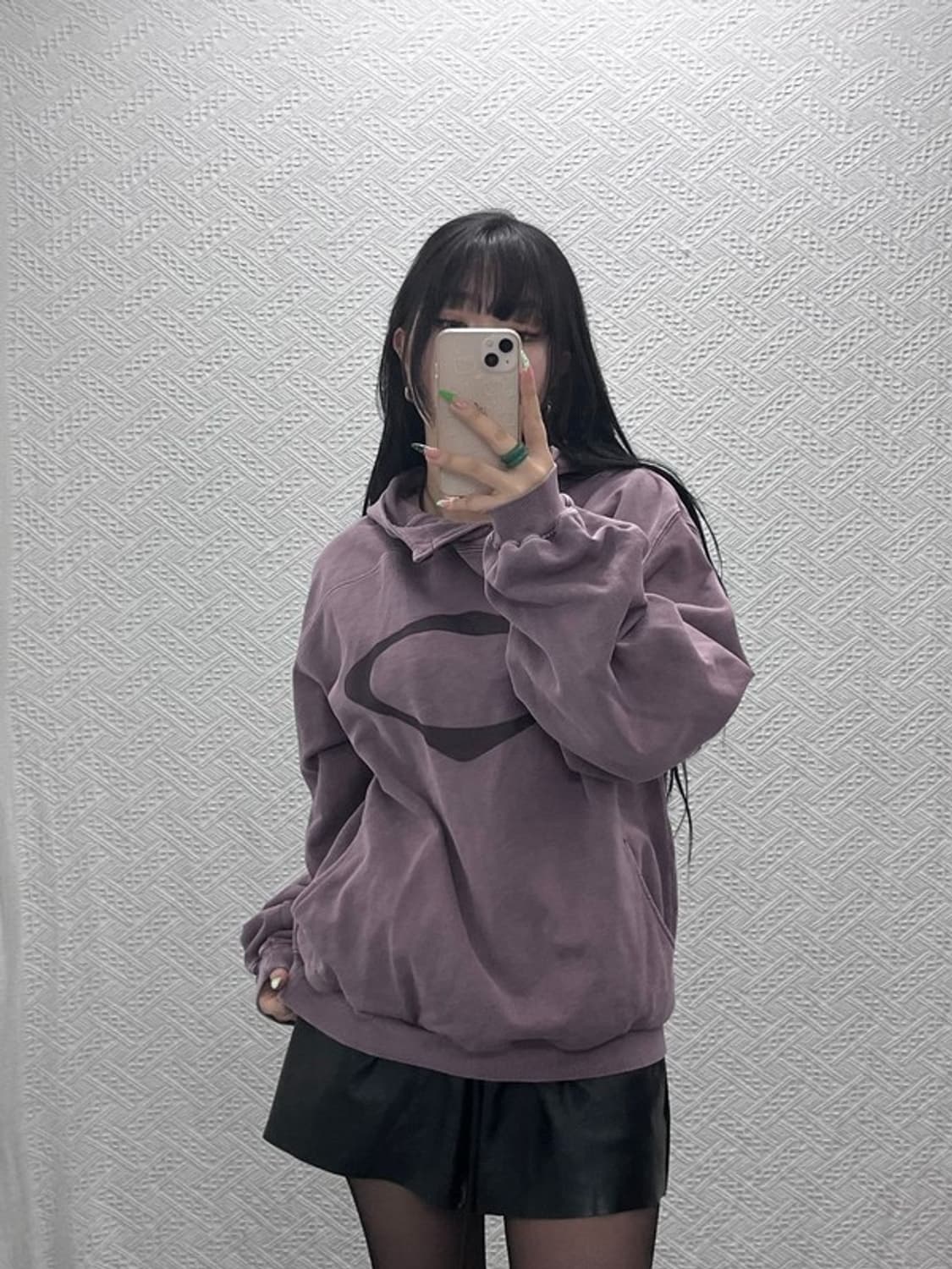 미스치프 롬버스 사이드 버튼 업 더스티 퍼플핑크 후드티 M C08972 상품이미지2