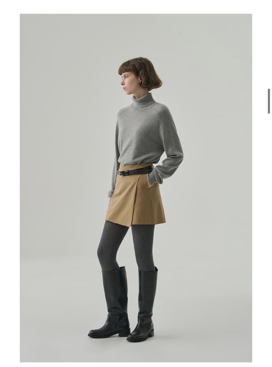 (새상품)(S) 드로우핏 우먼 캐시 울 슬릿 터틀넥 풀오버 니트 상품이미지5