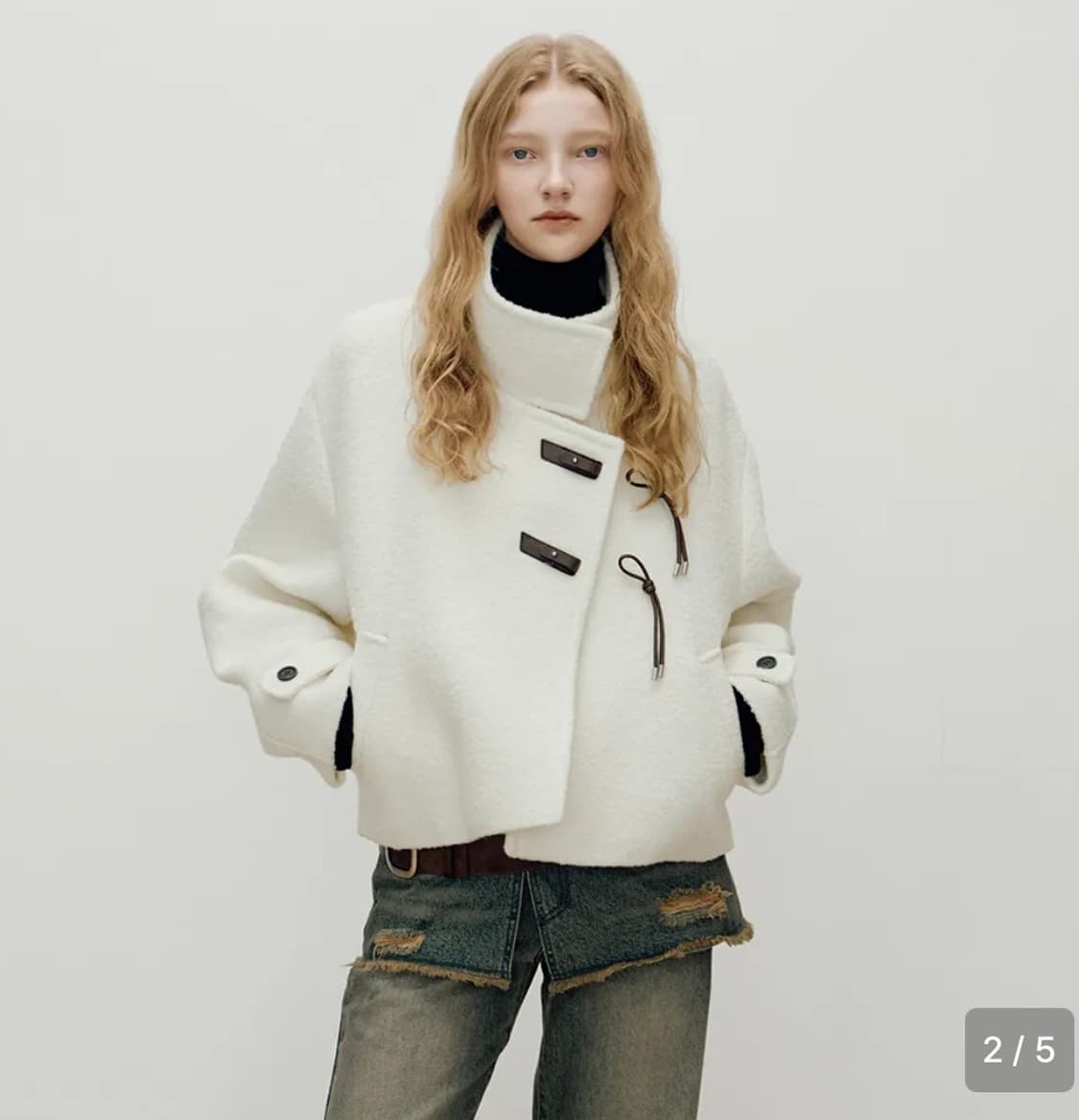 레이브 버클 디테일 하이넥 자켓 상품이미지2