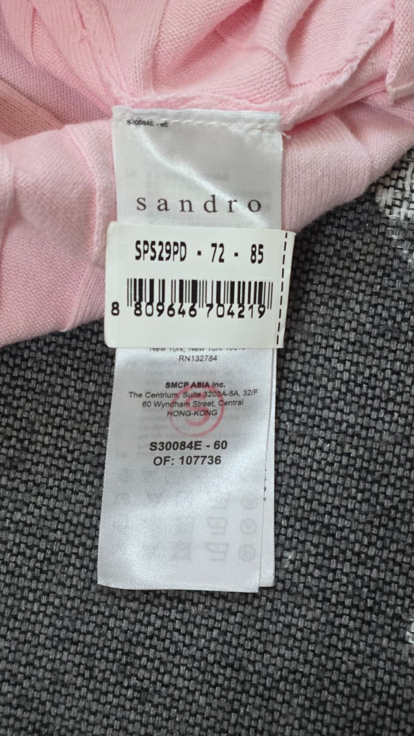 Sandro 산드로 브이넥 리브드 니트 55 (딸기우유) 상품이미지9