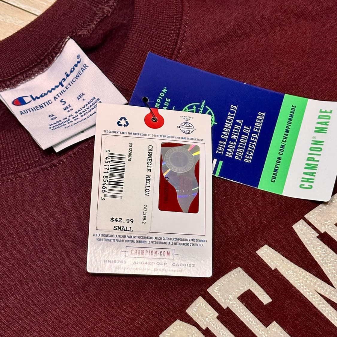 (신품) 챔피온 carnegie mellon 맨투맨 상품이미지2