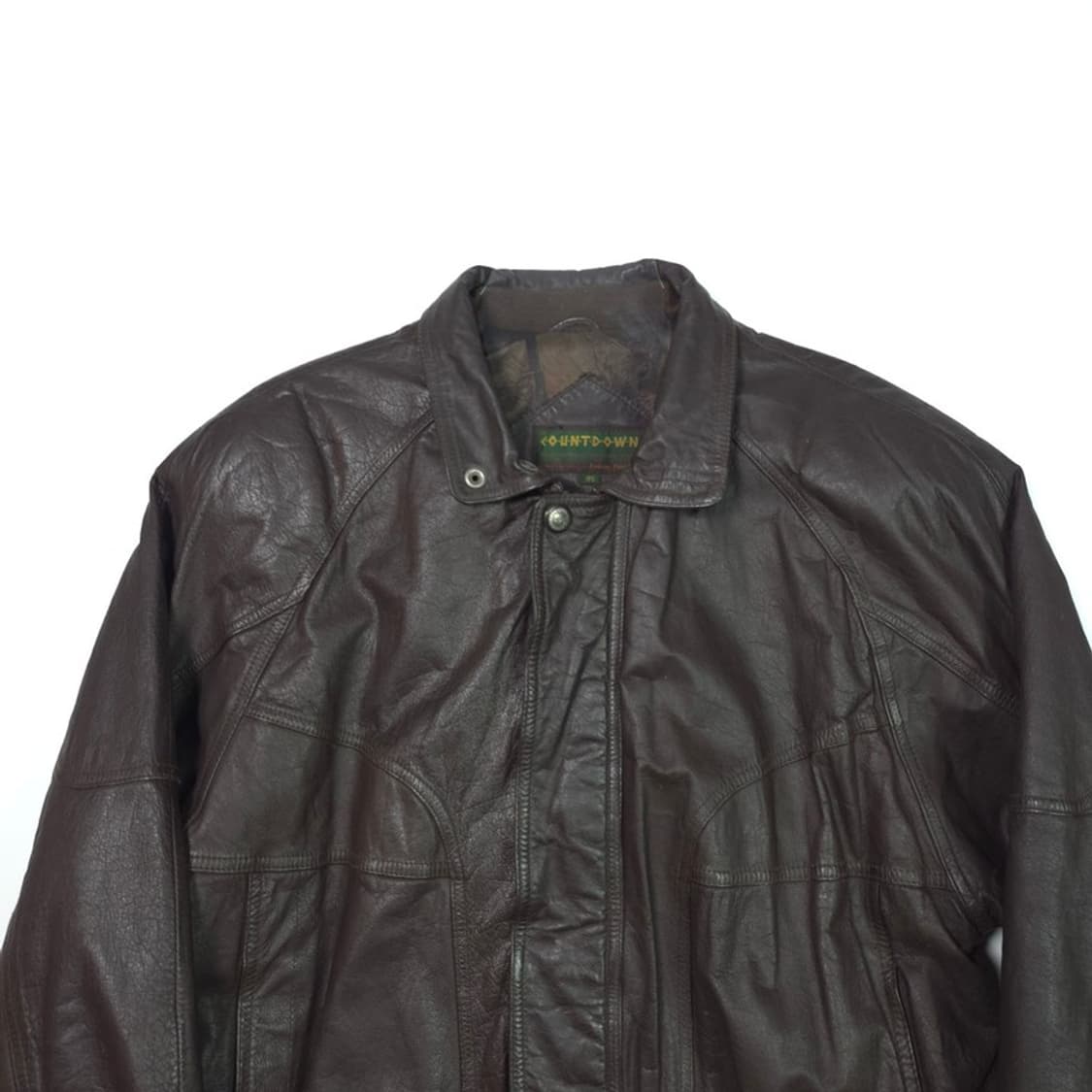 COUNTDOWN 빈티지 오버핏 다크 브라운 레더 자켓 M 상품이미지3
