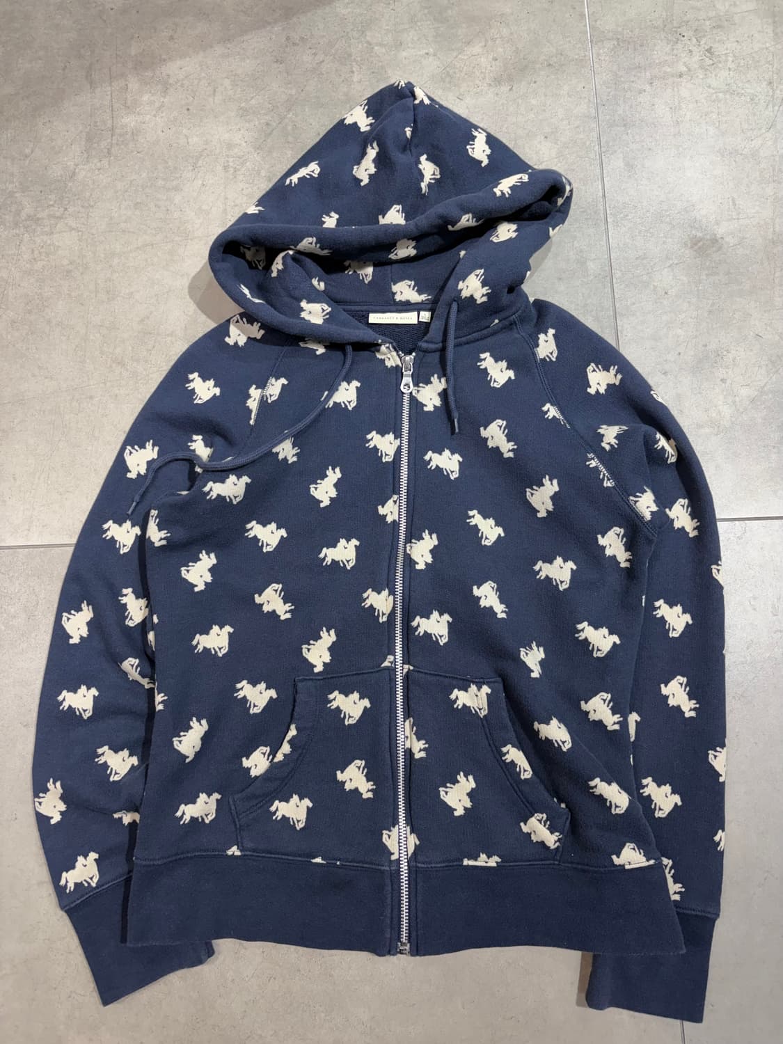 일본 빈티지 CABBAGES & ROSES 말 패턴 후드집업 상품이미지2