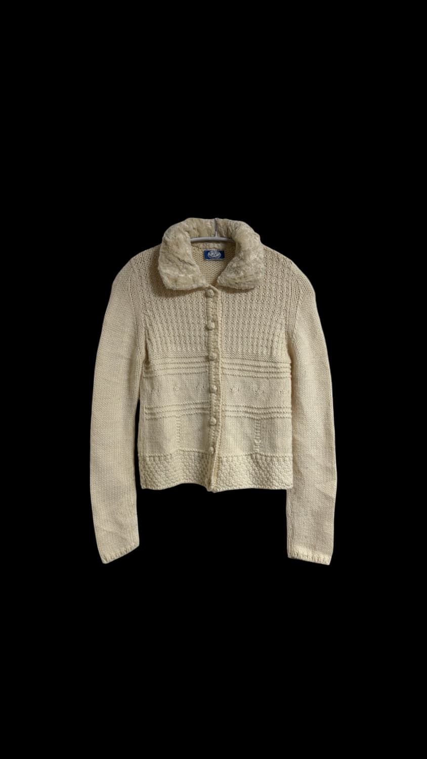 블루걸 안나 몰리나리 퍼 카라 니트 가디건 상품이미지1