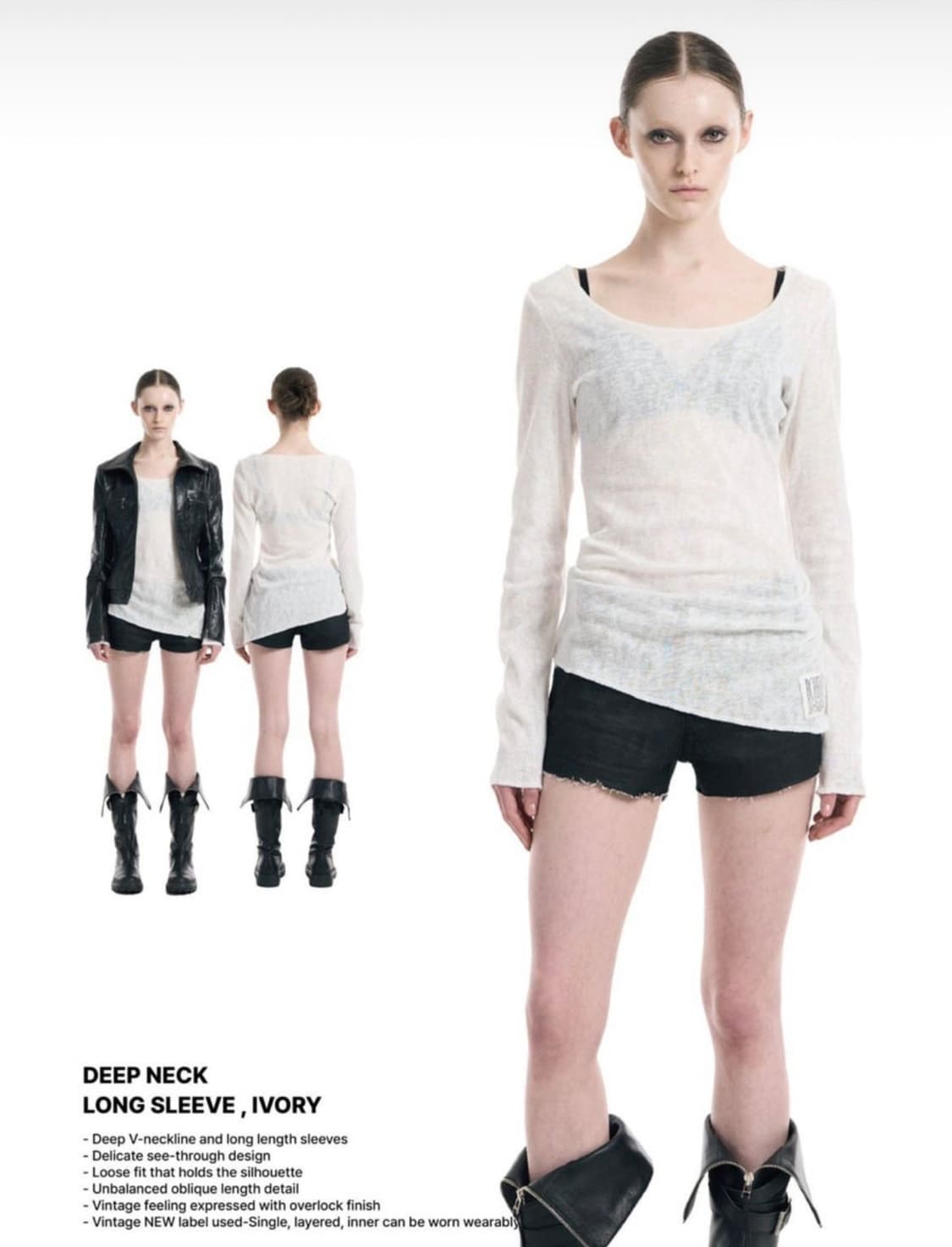 보헤미안서울 Deep neck long sleeve ivory 상품이미지1