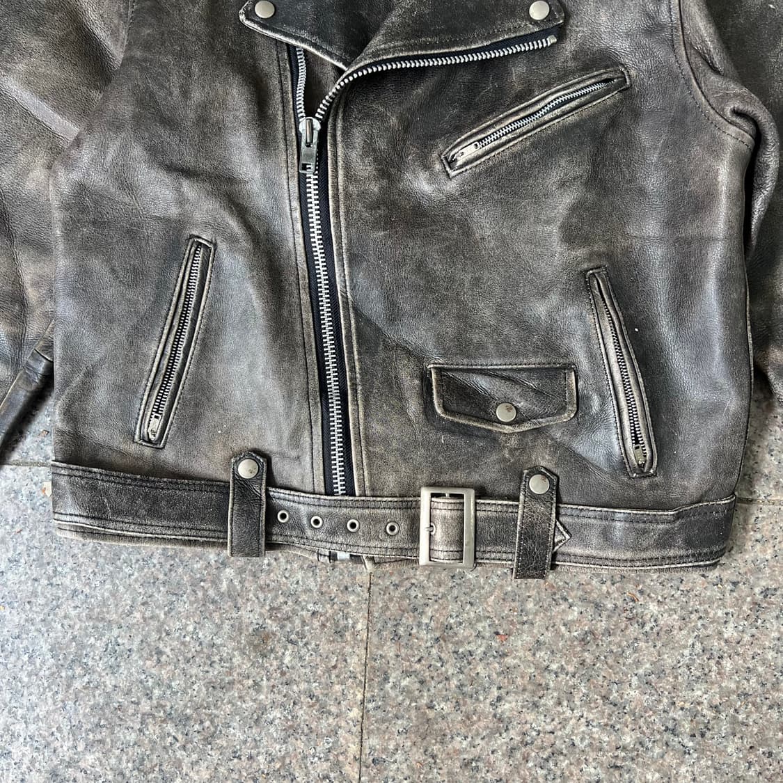 90‘s 크랙 레더 자켓 상품이미지6