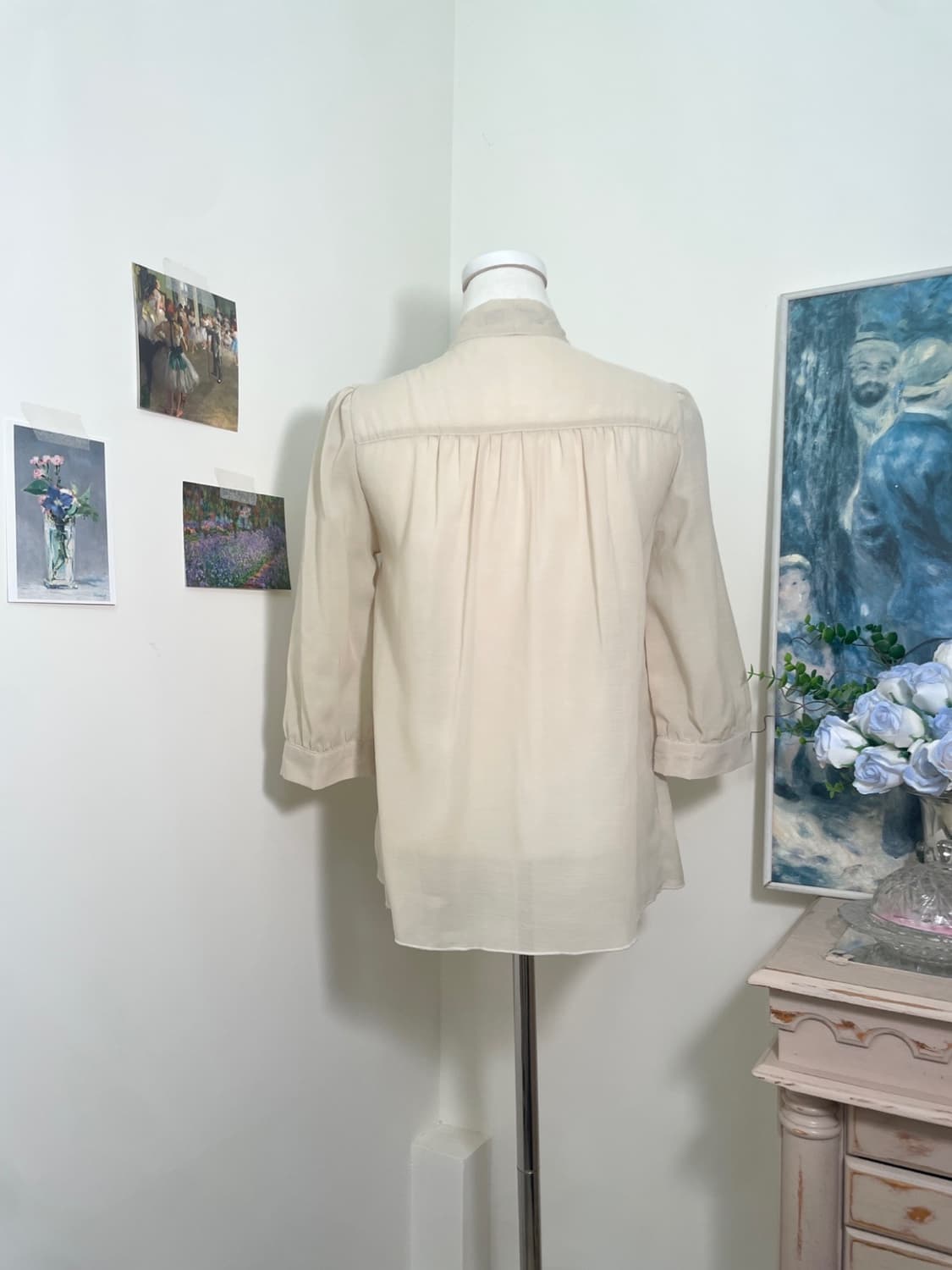 butter lace trim bow point mori blouse 상품이미지3