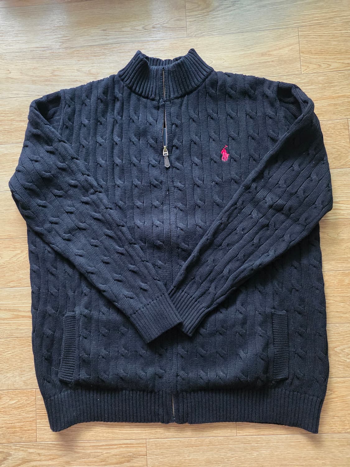 폴로 꽈배기 풀집업 블랙 XL 상품이미지1