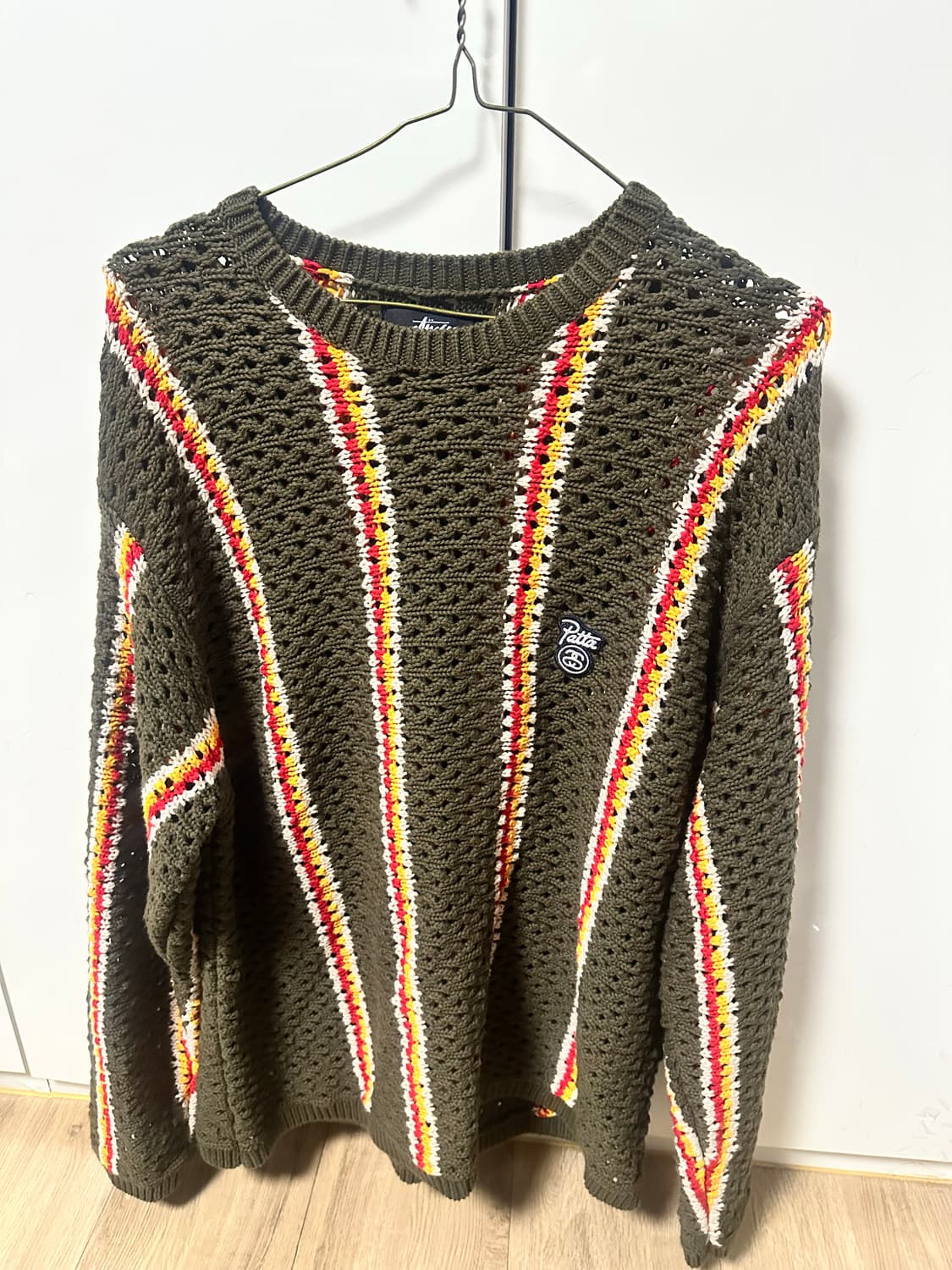 스투시 파타 스트라이프 니트 올리브 m 상품이미지2